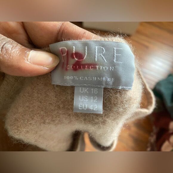 Pure Collection Cashmere Sweater in Brown sz 12 RUNS SMALL - Picture 6 of 13